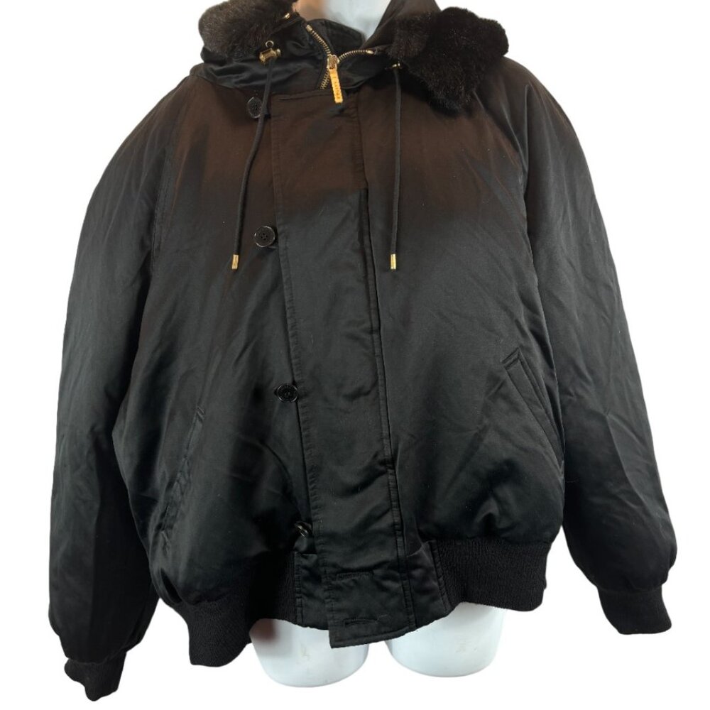 Lauren Ralph Lauren Women's Plus 1x Black Down Feather Faux Fur Bomber Jacket